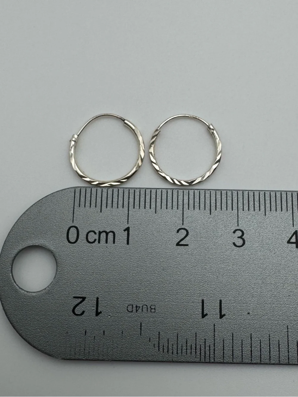 Sterling Silver 925 Hoop Earrings Diamond Cut - Picture 4 of 4